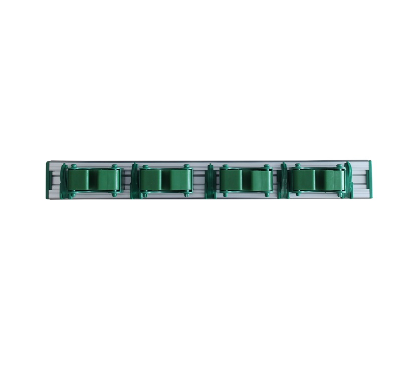 530452 Держатель инвентаря настенный 460 мм (4 клипсы+5 крючков), зеленый