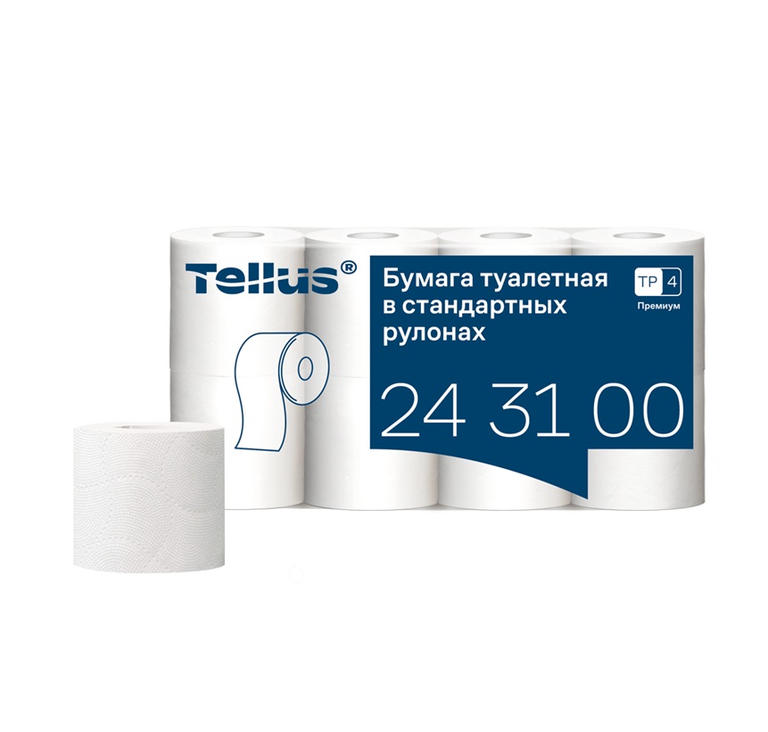 243100 Tellus туалетная бумага в стандартных рулонах ультрамягкая, премиум, 3 сл