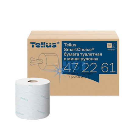 472261 Tellus SmartChoice туалетная бумага в мини-рулонах с ЦВ, комфорт, 2 сл