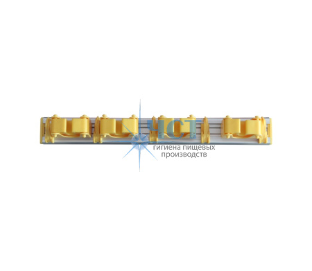 530456 Держатель инвентаря настенный 460 мм (4 клипсы+5 крючков), желтый