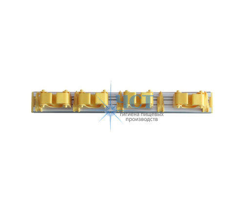 530456 Держатель инвентаря настенный 460 мм (4 клипсы+5 крючков), желтый