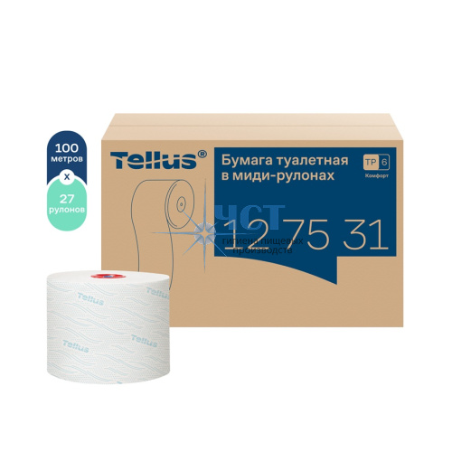 127531 Tellus туалетная бумага в миди-рулонах, комфорт, 2 сл