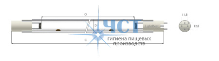700309046 Лампа амальгамная LightBest DB 700HO-32 610W 5,0A (ДБ 700НО-32)