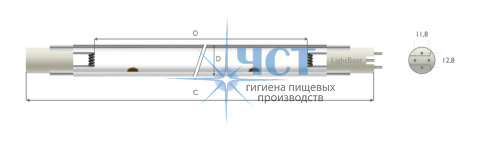 700309046 Лампа амальгамная LightBest DB 700HO-32 610W 5,0A (ДБ 700НО-32)