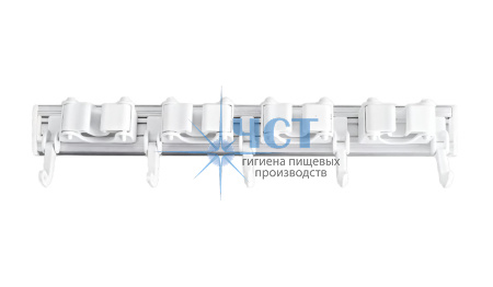 530455 Держатель инвентаря настенный 460 мм (4 клипсы+5 крючков), белый