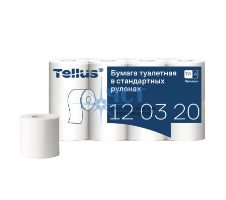 120320 Tellus туалетная бумага в стандартных рулонах мягкая, премиум, 2 сл (1х8)